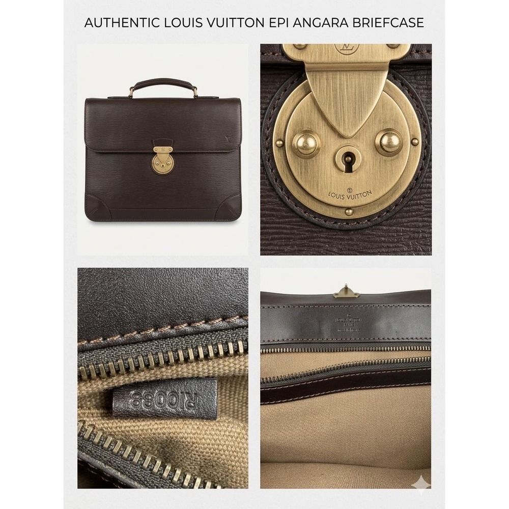 Rare Find! Louis Vuitton Vtg Angara Briefcase Moka Brown Epi Leather RI0038 Bag - Picture 3 of 10